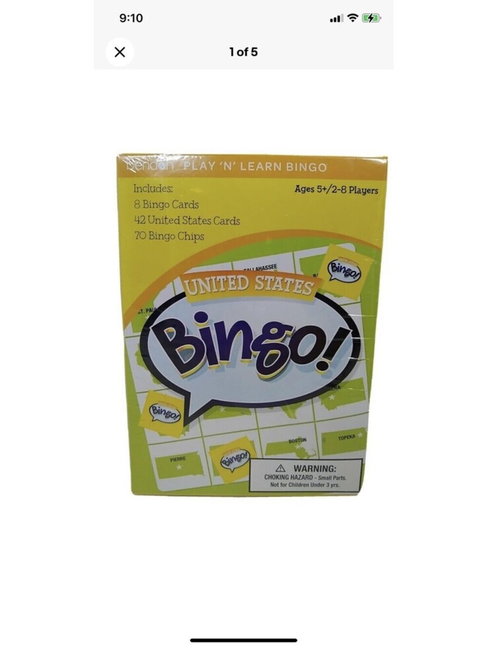 United States Bingo Ages 5+ Bendon United States New Sealed Up to 8 Players
